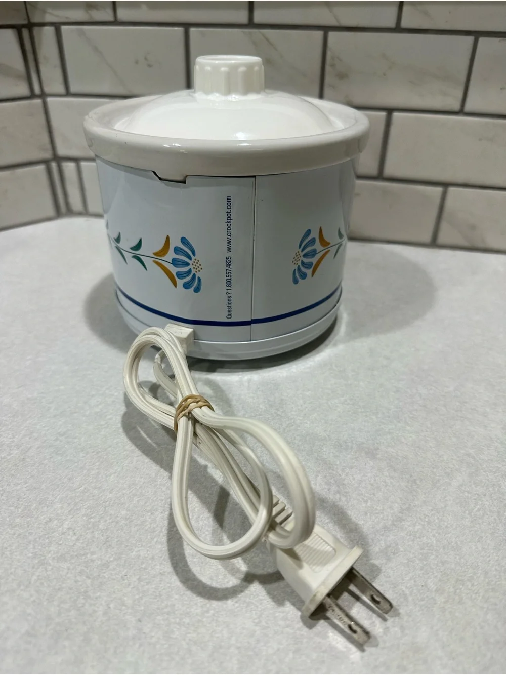 Crock-Pot Little Dipper Mini Slow Cooker 16 Oz White Floral SCR200-B Tested